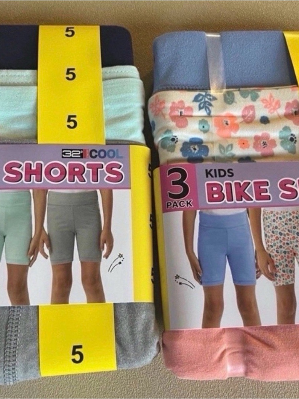 Kids Bike Shorts - 3 Pack, Mint/Gray/Light Blue